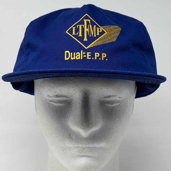 Vintage 80s LTFMP Dual EPP Hat Baseball Cap Ear Flap K Brand USA Snapback Blue - Picture 3 of 12